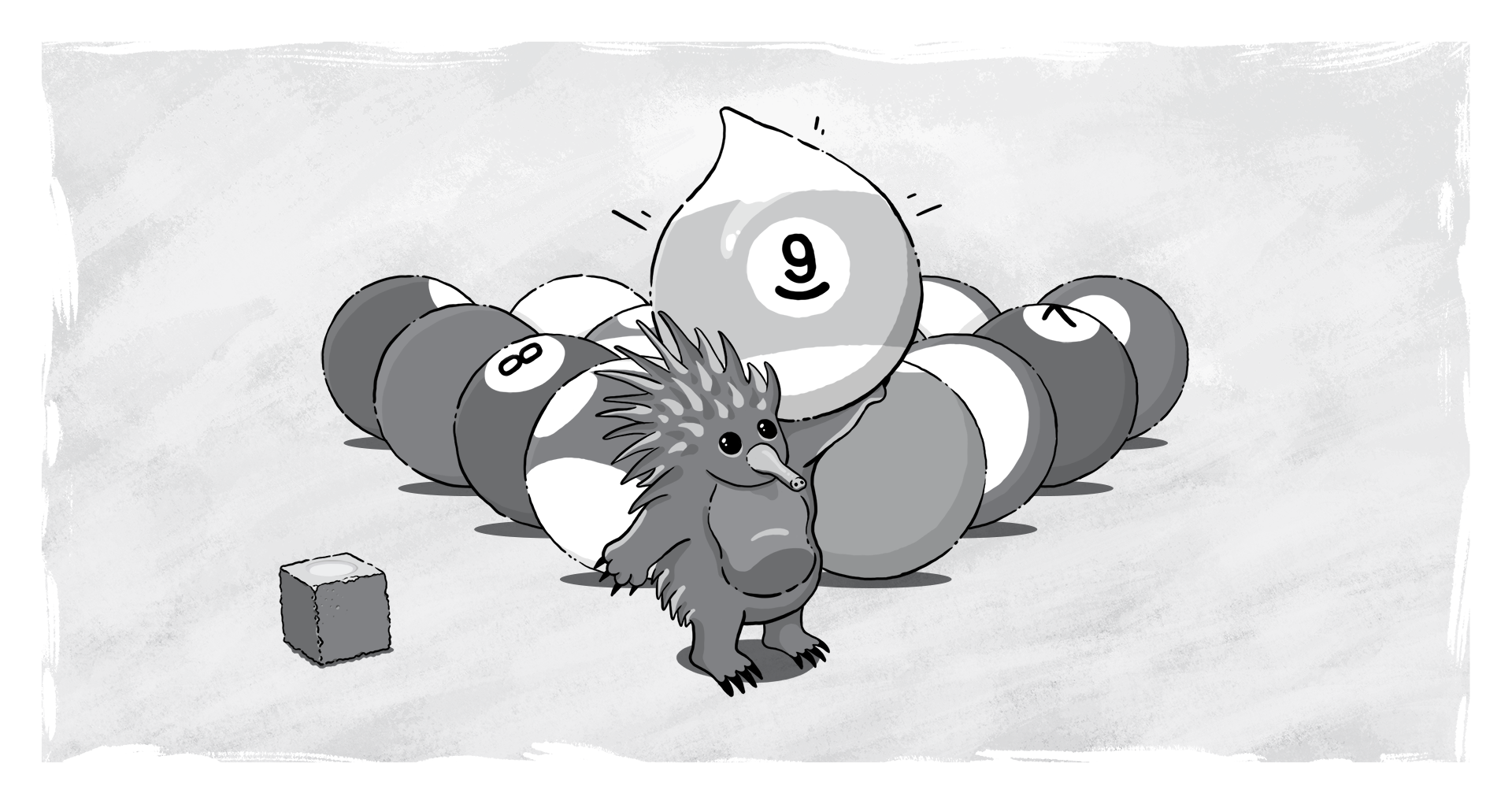 Echidna with Drupal 9 ball from a game of pool