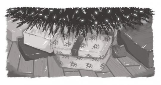 An image of gifts under a Christmas tree, wrapped in Echidna-logo wrapping paper.