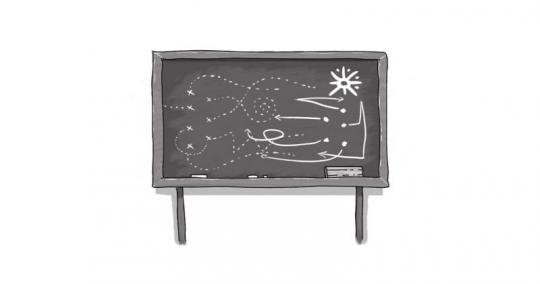 An image of a blackboard with images on it.