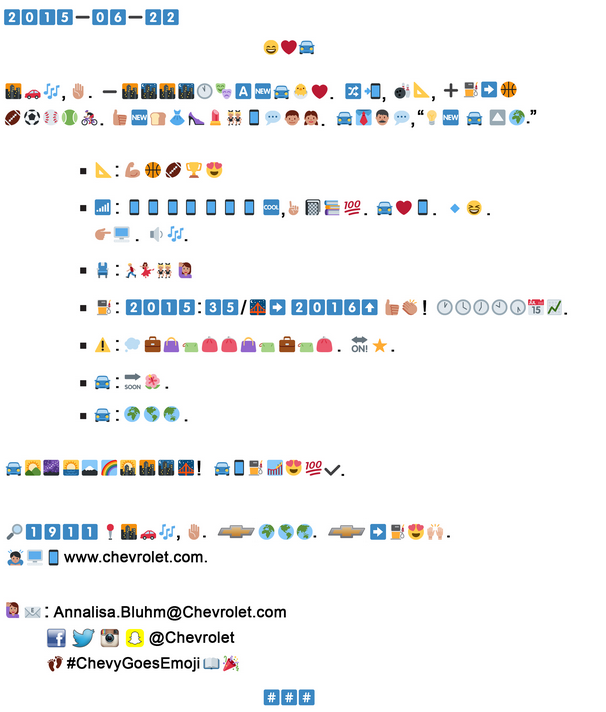 An image of Chevy's Emoji press release