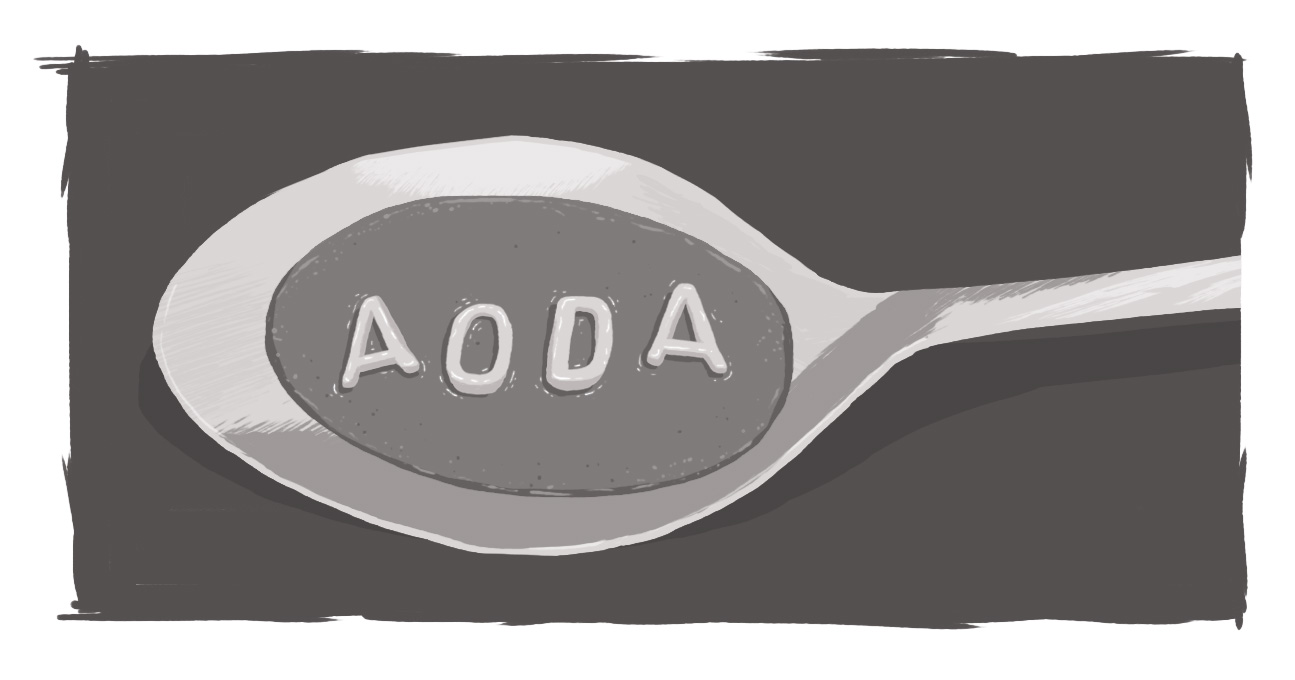 spoon holding letters AODA