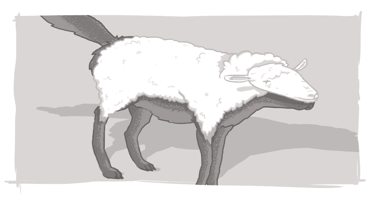 An image of a wolf in sheep's clothing.