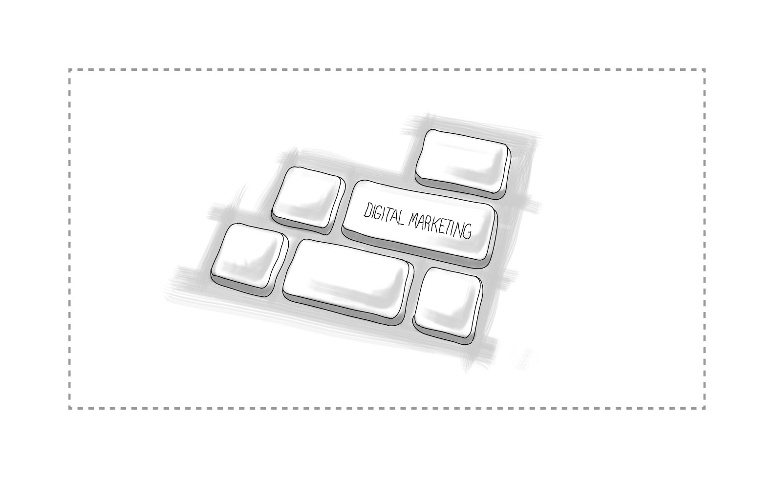 A keyboard that features a key that reads Digital Marketing