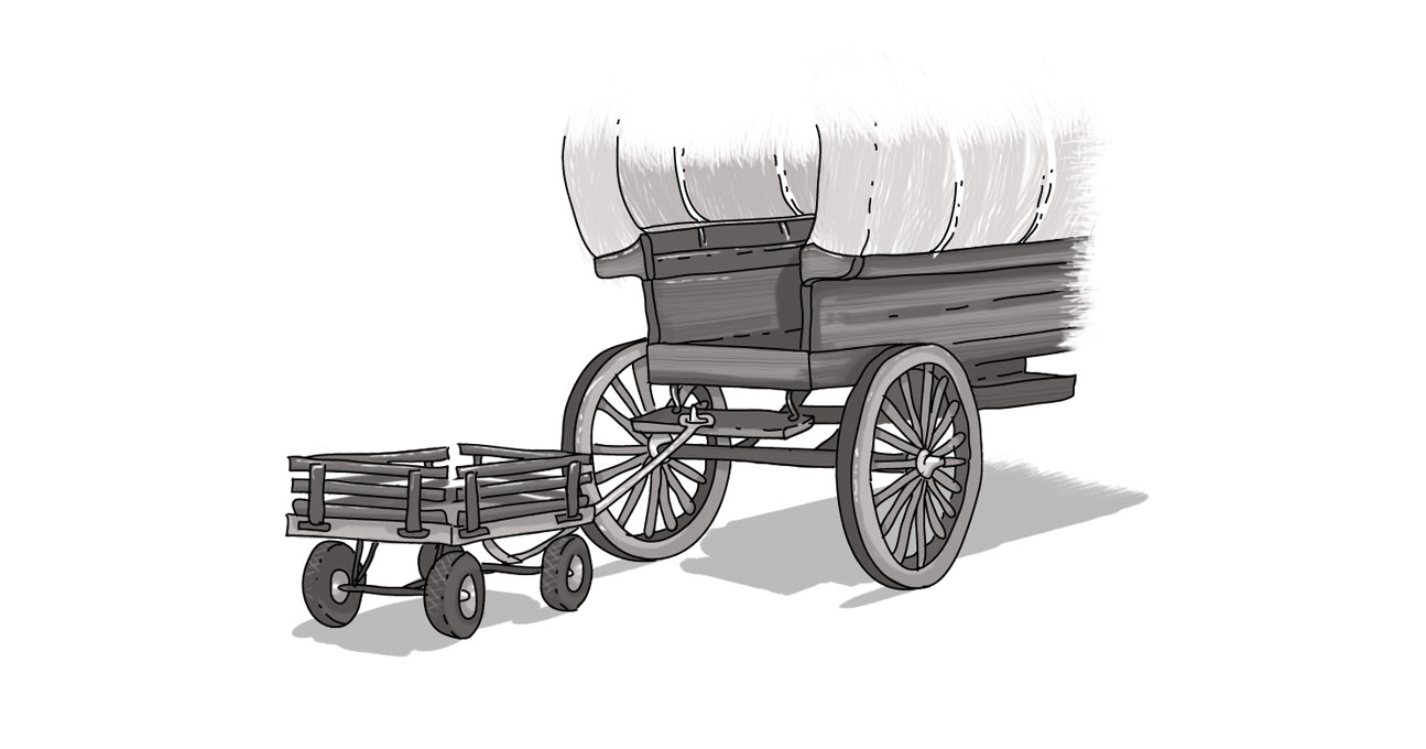 An image of a chuckwagon pulling a cart.