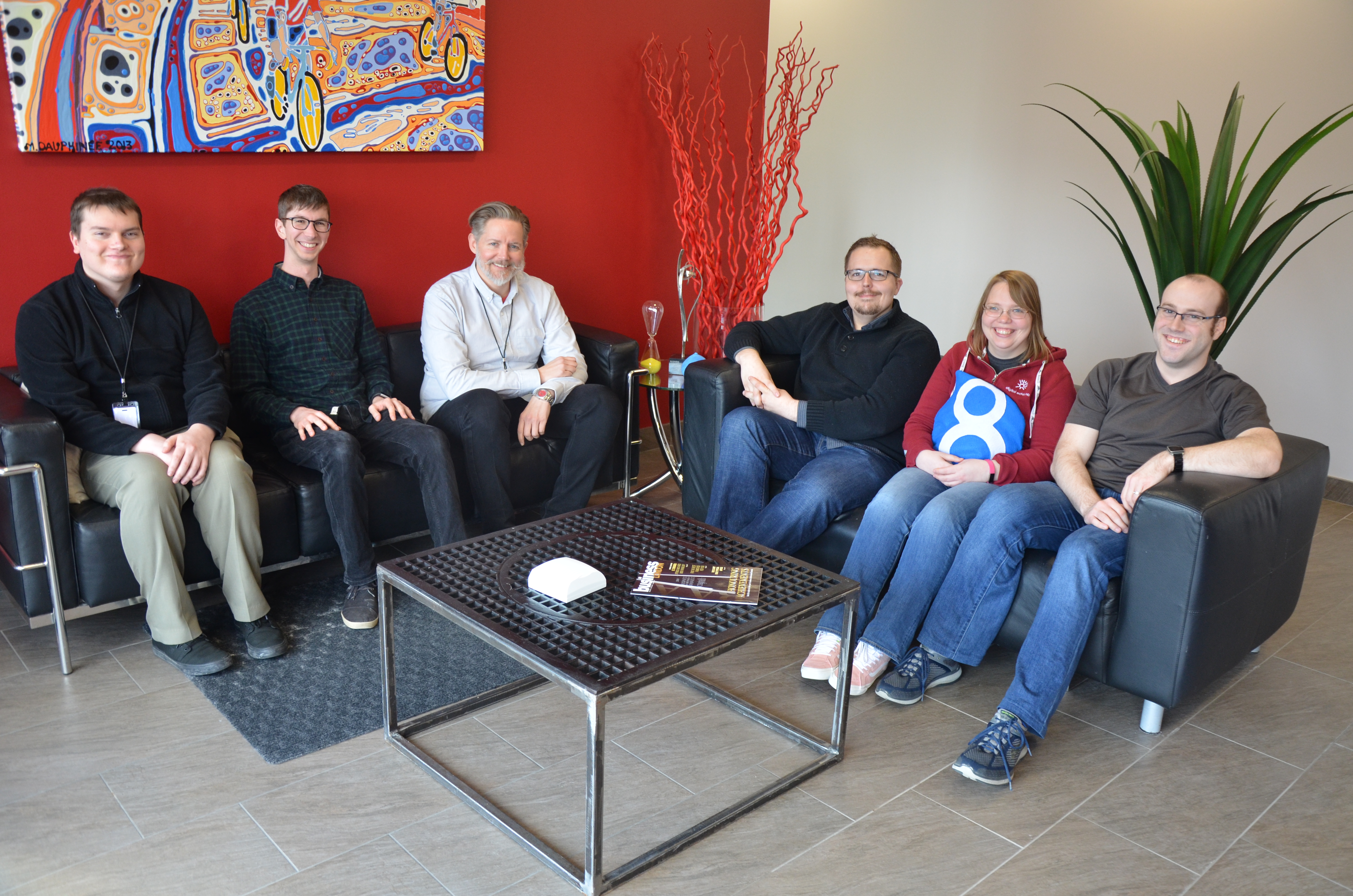 Digital Echidna's Grand Masters (l-r) Dylan Donkersgoed, Scott Reeves, Martin Anderson-Clutz, Luke Bainbridge, Anna Mykhailova, and Mike Gossmann