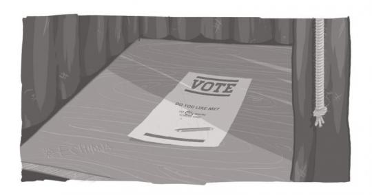An image of a ballot, with the word "vote" written on it.