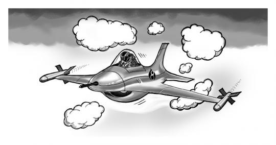 An image of an echidna flying a jet.