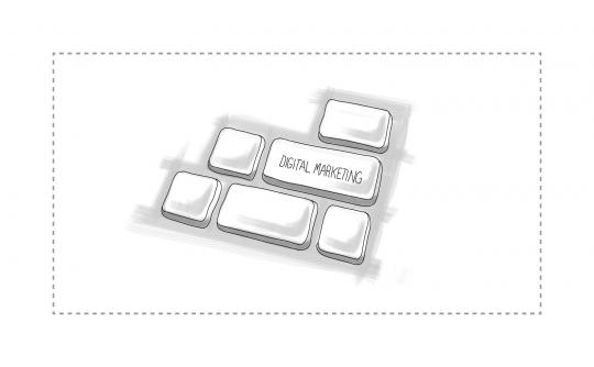 A keyboard that features a key that reads Digital Marketing
