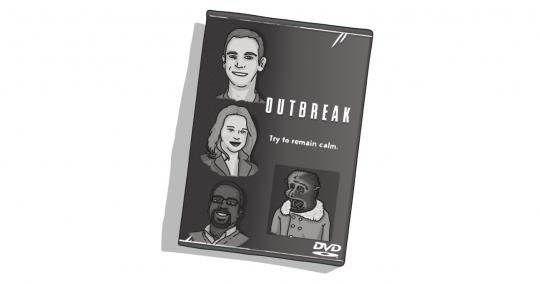 A parody of the Outbreak movie poster, featuring Echidna staff members and the IKEA monkey.
