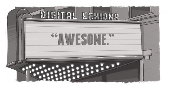 An image of a marquee with the word "Awesome" on it and Digital Echidna above it.