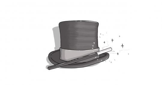 Magician's top hat and magic wand